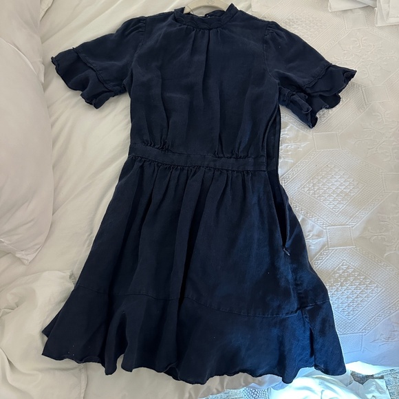 FRAME Denim Scallop Flounce Dress - Picture 7 of 9